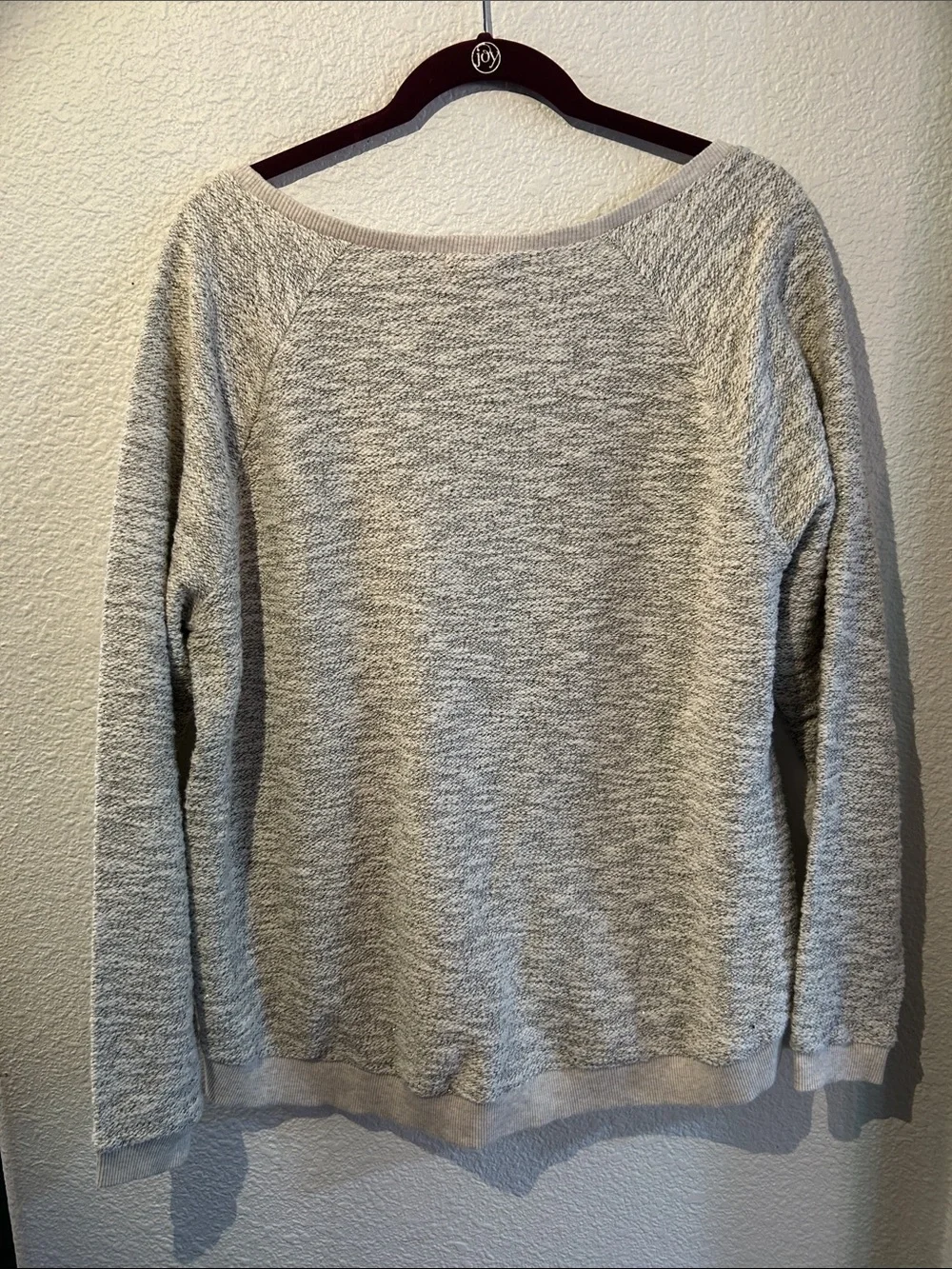 Lucky Lotus Cream &  Gray Women's Crewneck Sweater with Brass Details